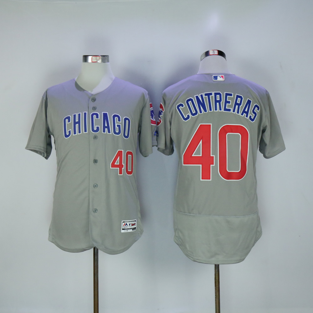 Men Chicago Cubs 40 Contreras Grey MLB Jerseys